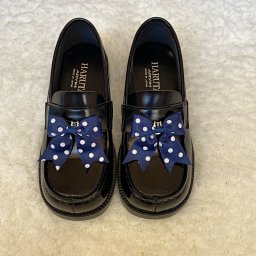 波点深蓝色黑色长款鞋夹
